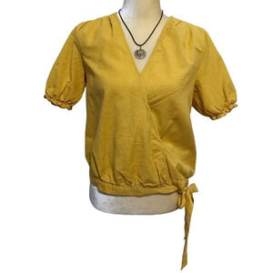 Lucky Brand V-Neck Wrap Blouse Women M